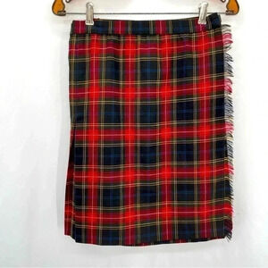 Jones New York Women’s Plaid Wool Skirt 8 Black Red Wrap Unlined
